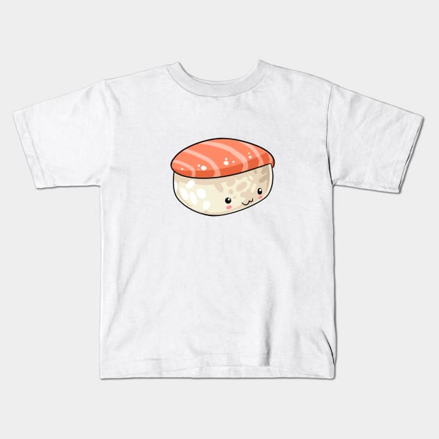 Kawaii food salmon nigiri Japanese style Kids T-Shirt by Japanese Designs